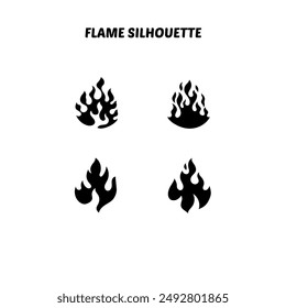 Collection of flame silhouette set vector, illustration eps