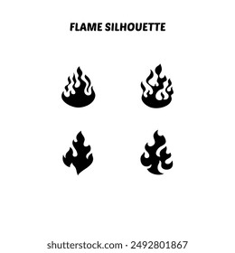 Collection of flame silhouette set vector, illustration eps