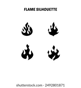 Collection of flame silhouette set vector, illustration eps