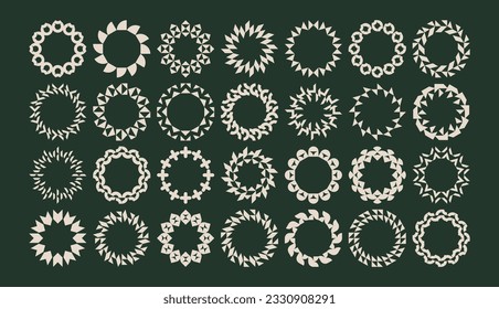 Collection of flat abstract element circle border logo. Abstract round frame set.