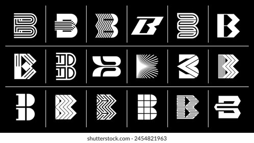 Collection of flat abstract letter B logo branding