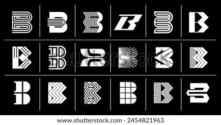 Collection of flat abstract letter B logo branding