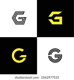 Collection of flat abstract letter G logo and monogram design with vector template