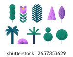 Collection of flat abstract modern plants