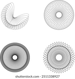 collection of flat abstract wire frame circles.