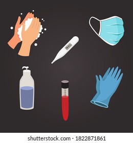 Collection of flat, color, vector icons. Coronavirus and epidemy protection.