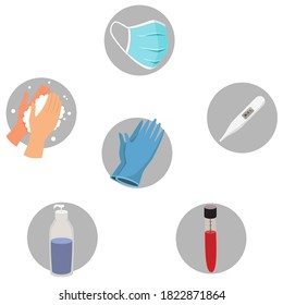 Colección de iconos planos, de color, vectoriales. Coronavirus y protección contra epidemias.