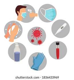 Kollektion von flachen, farbigen, Vektorsymbol. Schutz von Coronavirus und Epidemien.	