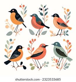 A collection of flat design birds