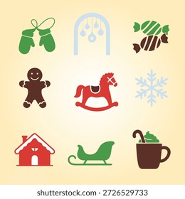 colección de iconos de Imagen de Navidades de diseño plano