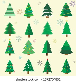 Collection of flat design Christmas trees