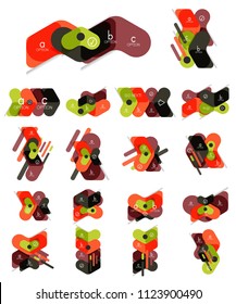 Sammlung geometrischer Flachbild-Infografiken, Pfeilform-Vektoraufkleber oder -etiketten, Preisschilder, Angebote für Werbeplakate, Symboldesigns, Layouts für optionale Datengrafiken