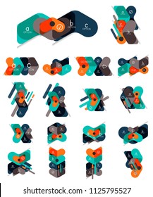 Colección de diagramas de diseño planos de infografía geométrica, pegatinas o etiquetas vectoriales de forma de flecha, etiquetas de precio, tarjetas de promoción, diseños de iconos, diseños de estilo de papel para gráficos de datos de opción