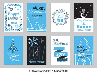 Collection of flat design greeting cards,vector illustration.Hand drawn vintage,modern and retro placard set with lettering.For promotional material,website and mobile app,marketing,newsletter and ads