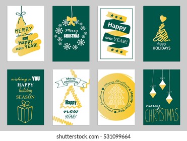 Collection of flat design greeting cards,vector illustration.Hand drawn vintage,modern and retro placard set with lettering.For promotional material,website and mobile app,marketing,newsletter and ads