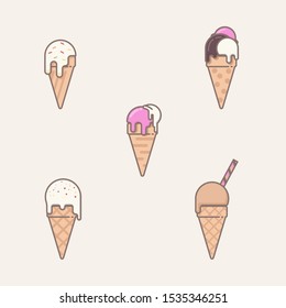 a collection of flat design ice cream, suitable for icons and illustrations