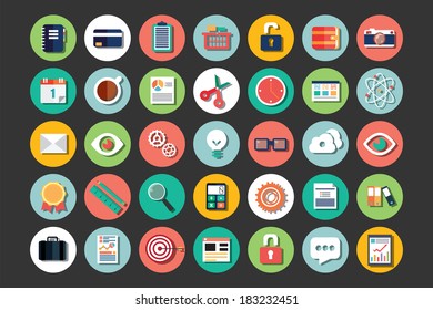 Collection of flat design icons, cloud computing, communication, vector illustration