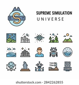 Collection of flat design icons representing various human activities and objects in a unified style