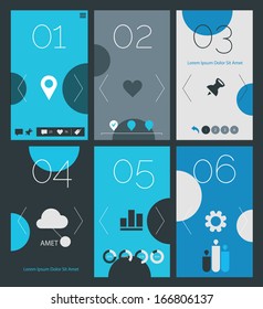 Collection of flat design mobile ui application template screens, EPS 10