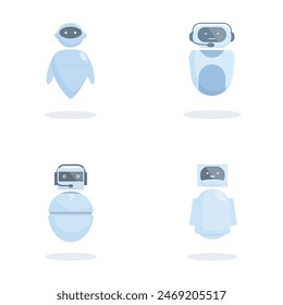Collection of flat design robots, ideal for future tech concepts and aithemed designs