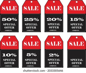 
Colección de etiquetas de venta de diseño plano Ilustración vectorial Etiquetas y cintas Set Red