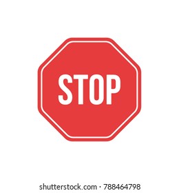 Collection of flat design stop sign icons and pictograms. Abstract stylish vector danger signs on a white background