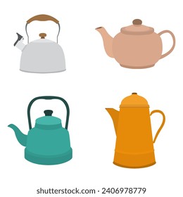 Collection of flat design teapots various shapes