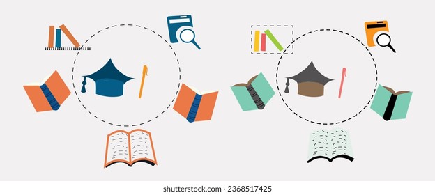 Collection of Flat Education Vectors set in Vector