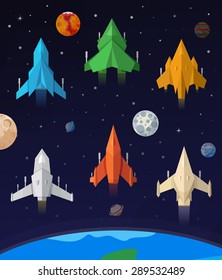 Collection of flat games spaceship.