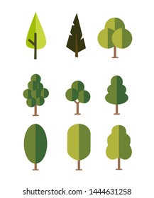 Collection of flat icon tree designs