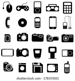 Collection flat icons. Multimedia symbols. Vector illustration.