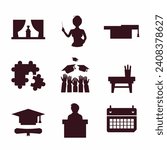 collection of flat icons univesity vector