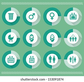 Collection of flat icons, vector illustration