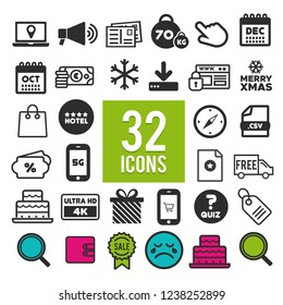 Collection of flat icons for web and mobile app on white background.