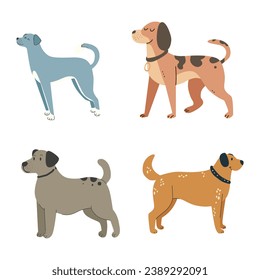 collection of flat illustrations of dog animals