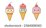 collection of flat illustrations of ice cream icons