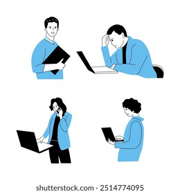 collection of flat illustrations of office people