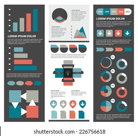 Collection of flat infographics elements. Colorful set template. 
