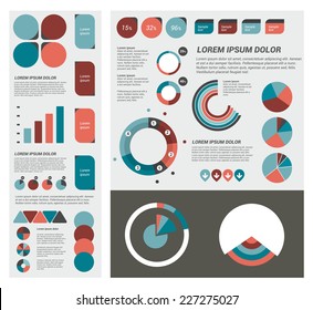 Collection of flat infographics elements. Colorful set template.