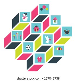 Collection of flat kids design. Vector.