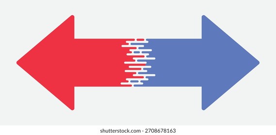 Colección de iconos de vector de flecha izquierda y derecha en rojo y azul para App o Web. Ilustración vectorial	
