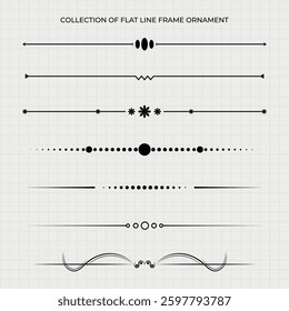 collection of flat line frame ornament vector design
