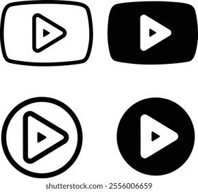 Collection of flat play button icons perfect for apps websites and multimedia projects