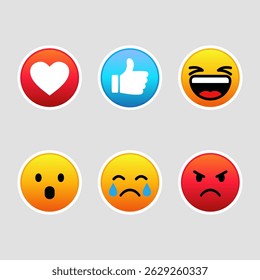 Collection of Flat Round Reaction Emoji Icons