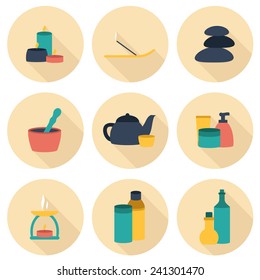 Collection of flat spa icons for your design
