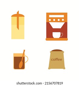 Collection of flat style coffee icons