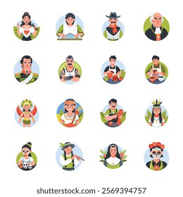 Collection of Flat Style Hispanic Cultural Illustrations 

