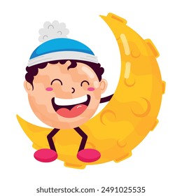 Collection of Flat Style Moon Stickers 

