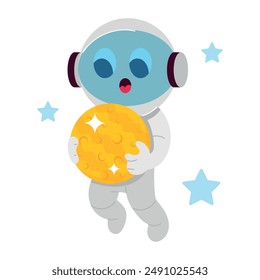 Collection of Flat Style Moon Stickers 

