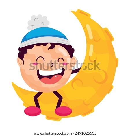 Collection of Flat Style Moon Stickers 

